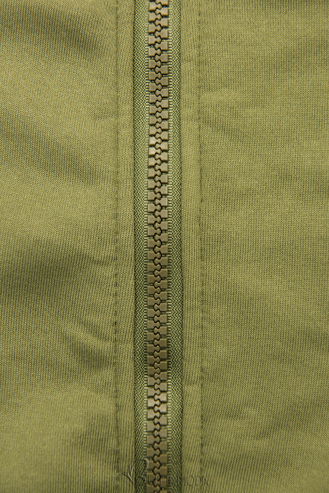 Khaki sweatshirt with patterned hood lining