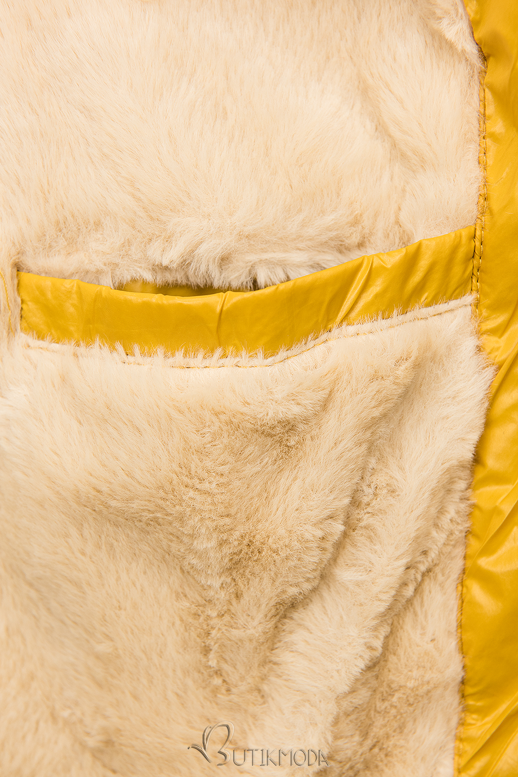 Belted winter jacket in yellow