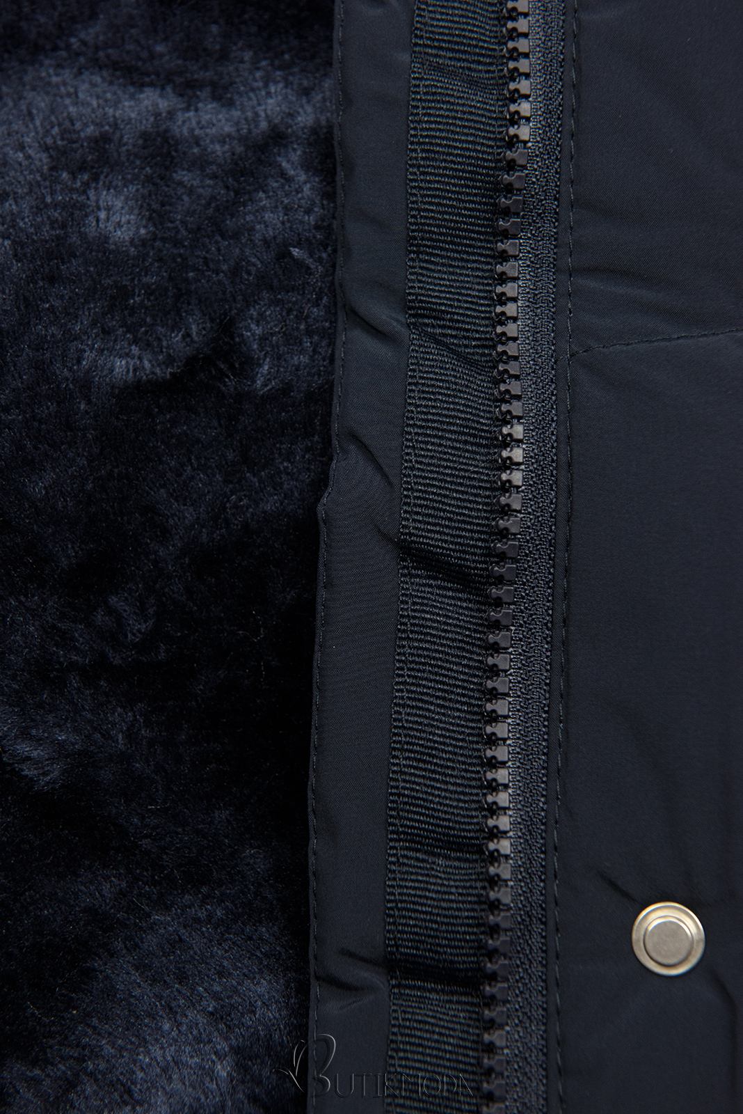 Dark blue winter jacket with fleece lining