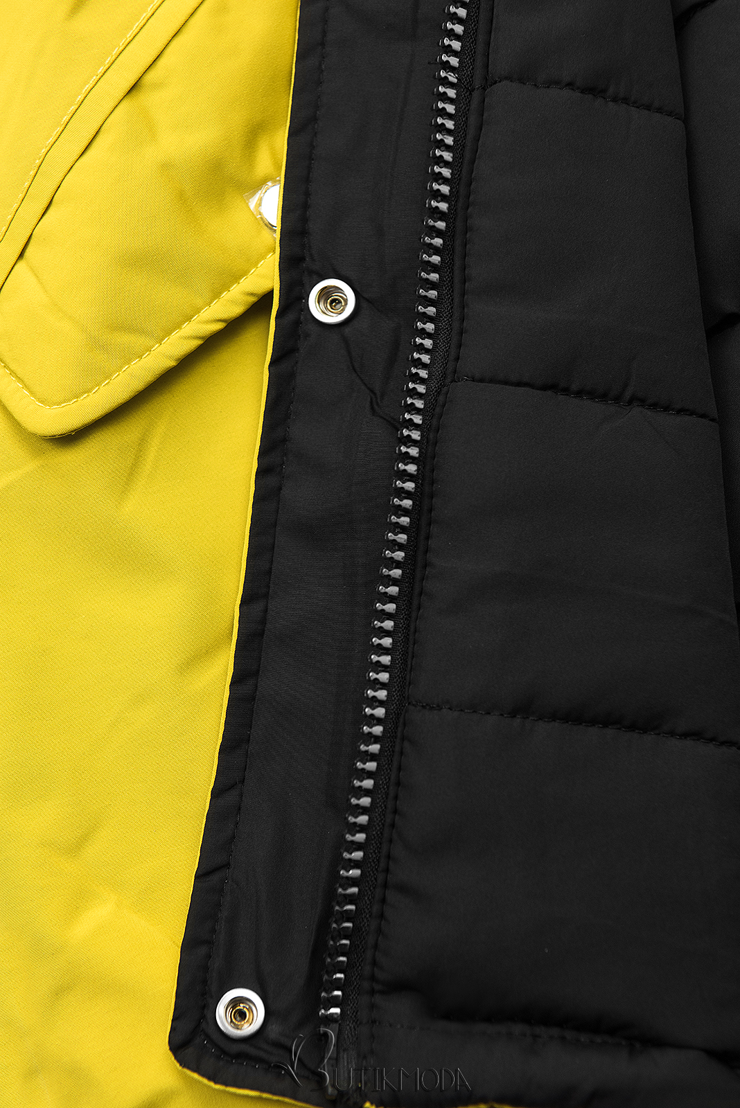 Yellow/black reversible winter parka jacket