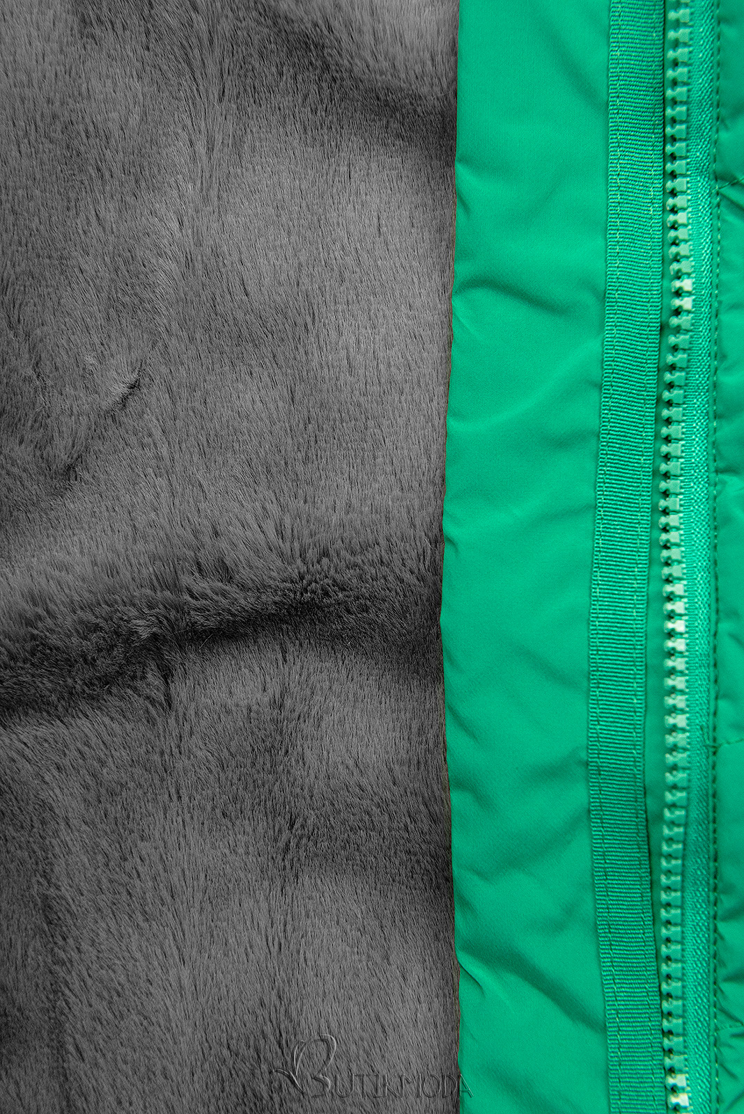 Green quilted winter jacket with plush
