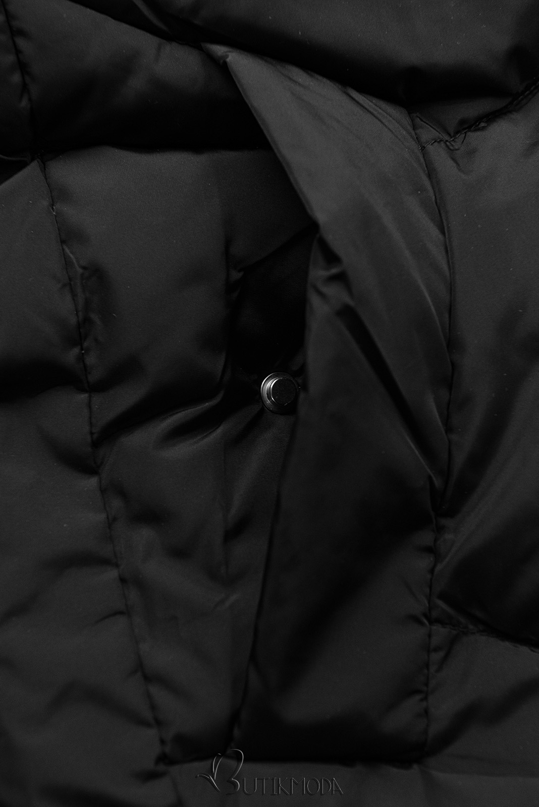 Black winter bomber jacket in an elongated cut