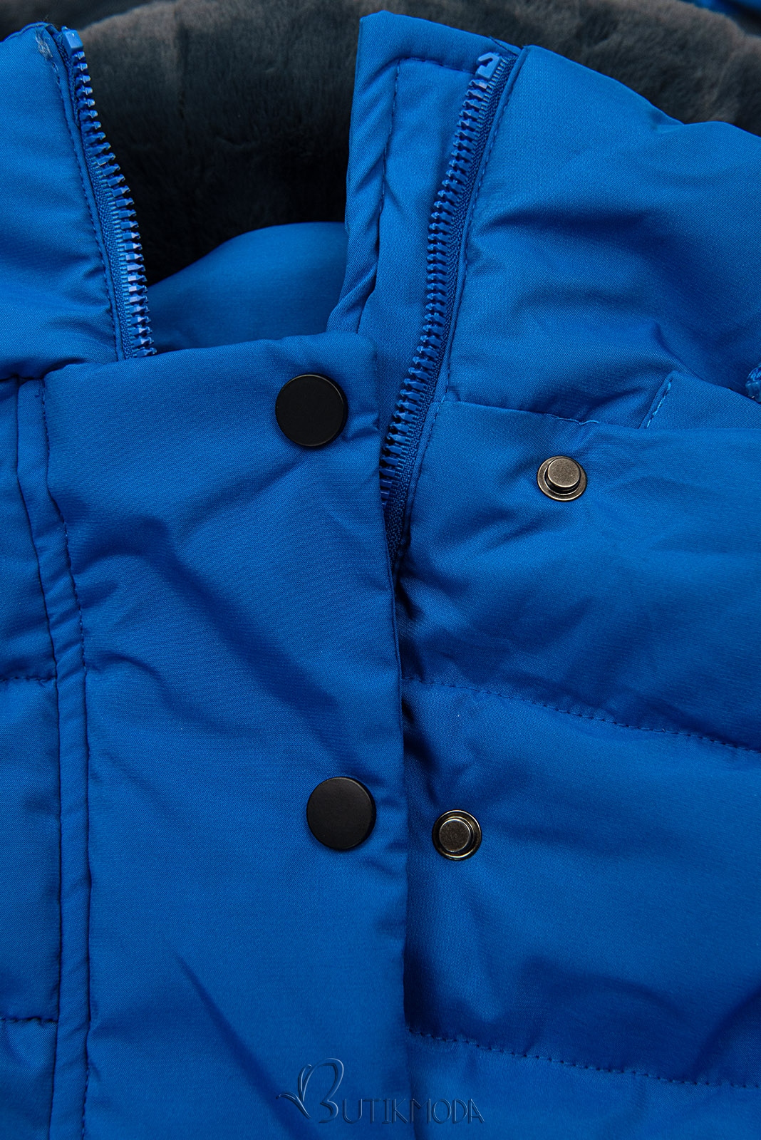 Cobalt blue winter jacket with belt