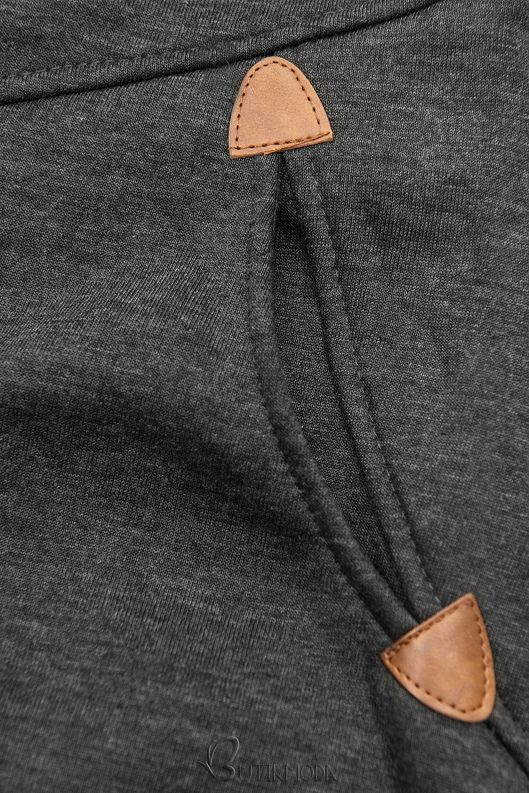 Dark gray hoodie with two-way zip fastening