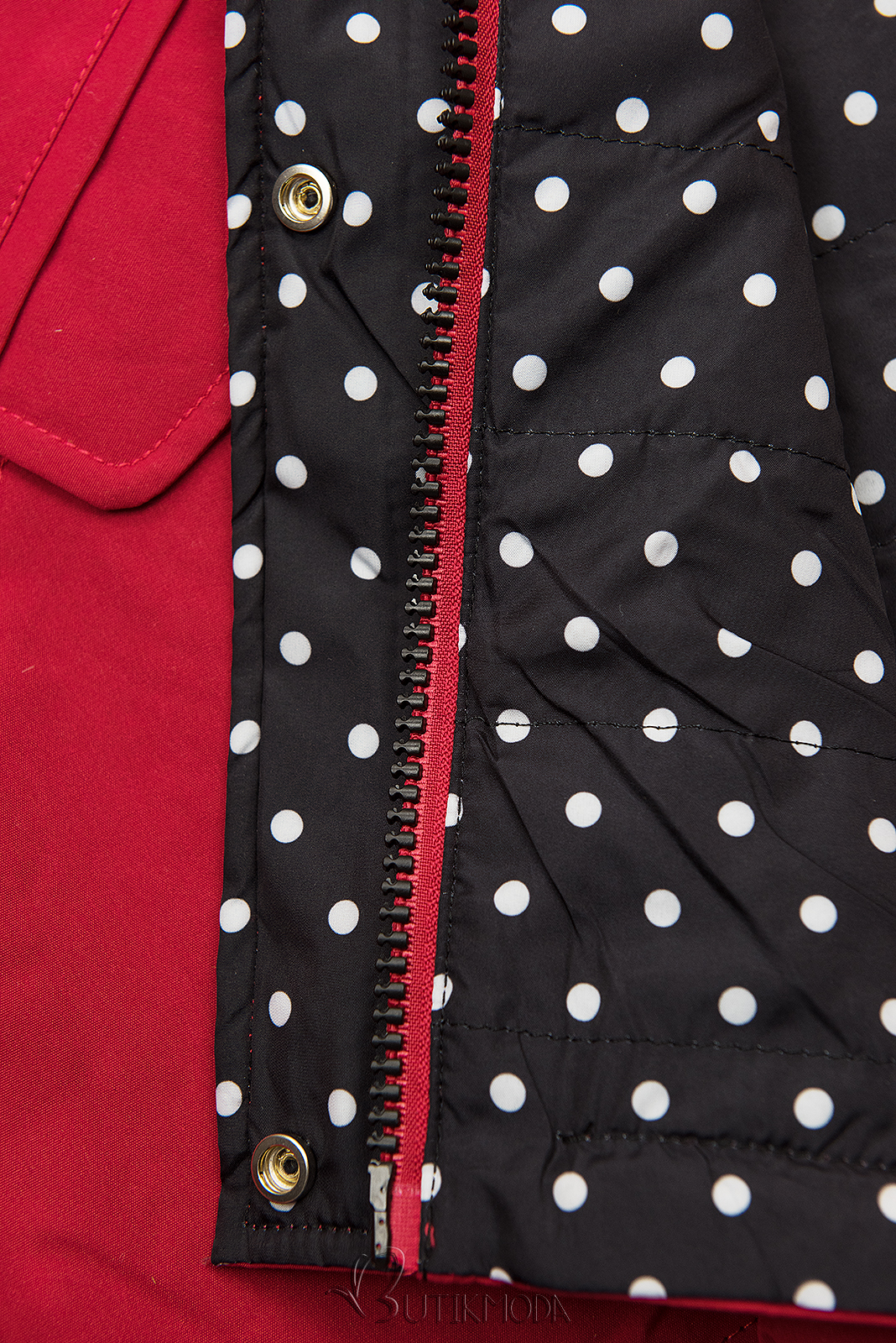 Reversible parka dots red