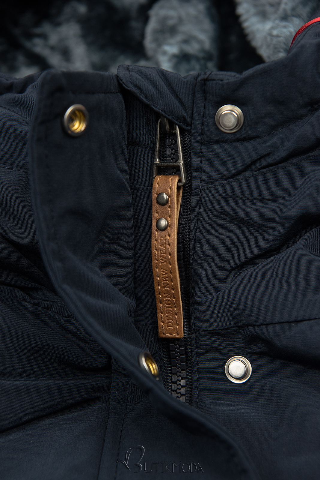 Navy winter parka jacket in short cut