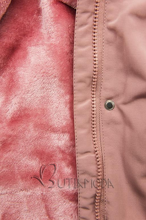 Light pink winter parka jacket in short cut