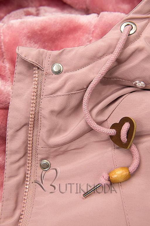 Light pink winter parka jacket in short cut