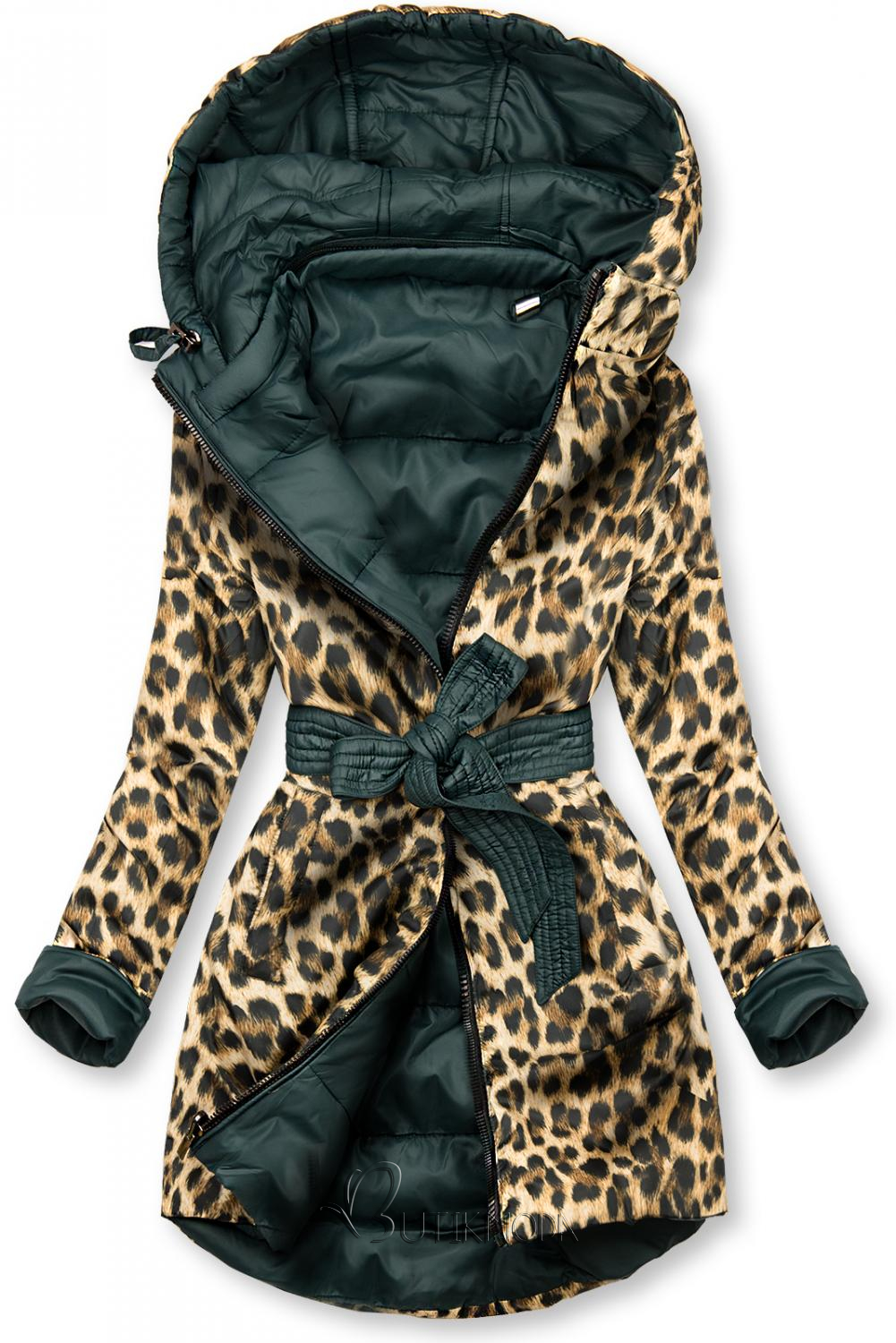 Green/leopard print reversible jacket
