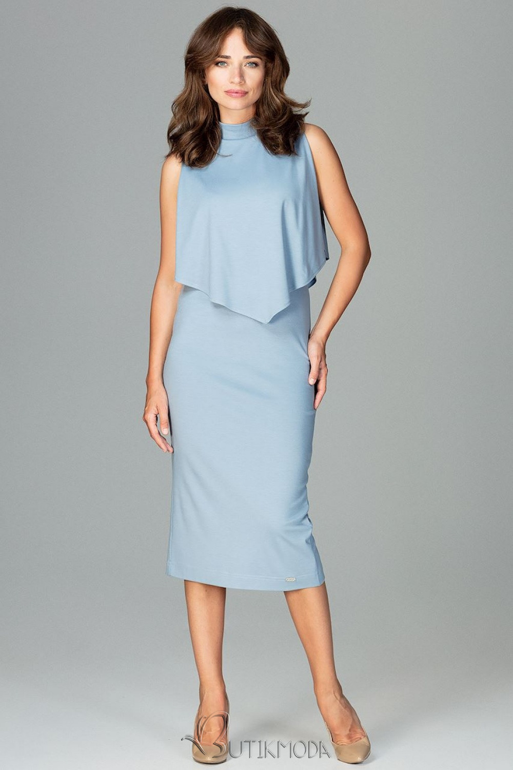 Women's Blue Dress with Cape