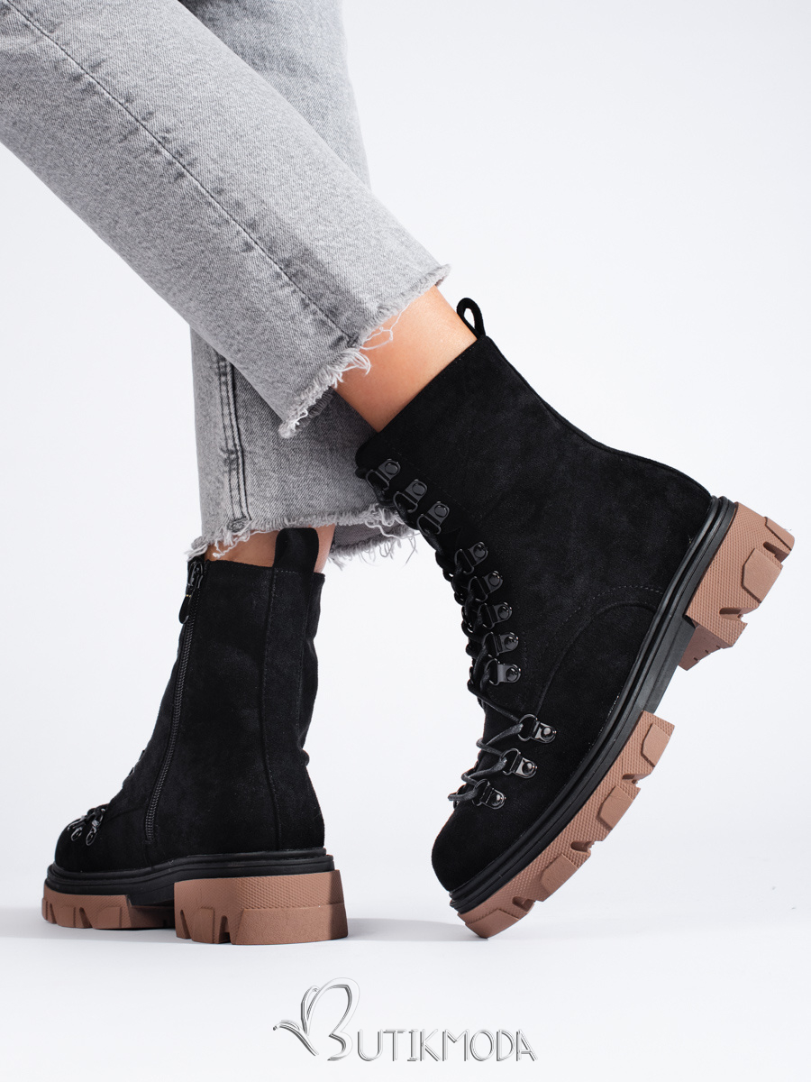 Black Suede Ankle Boots Vinceza