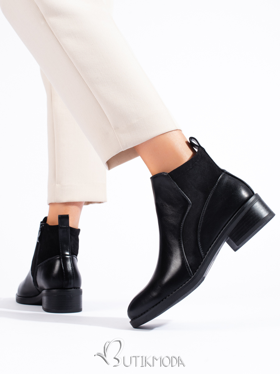 Black ankle boots low heel on sale