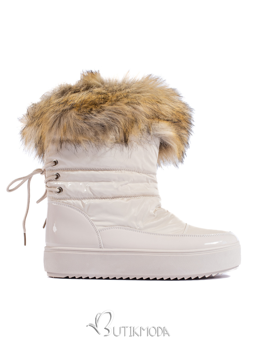 Women's Cream Snow Boots with Fur Shelovet