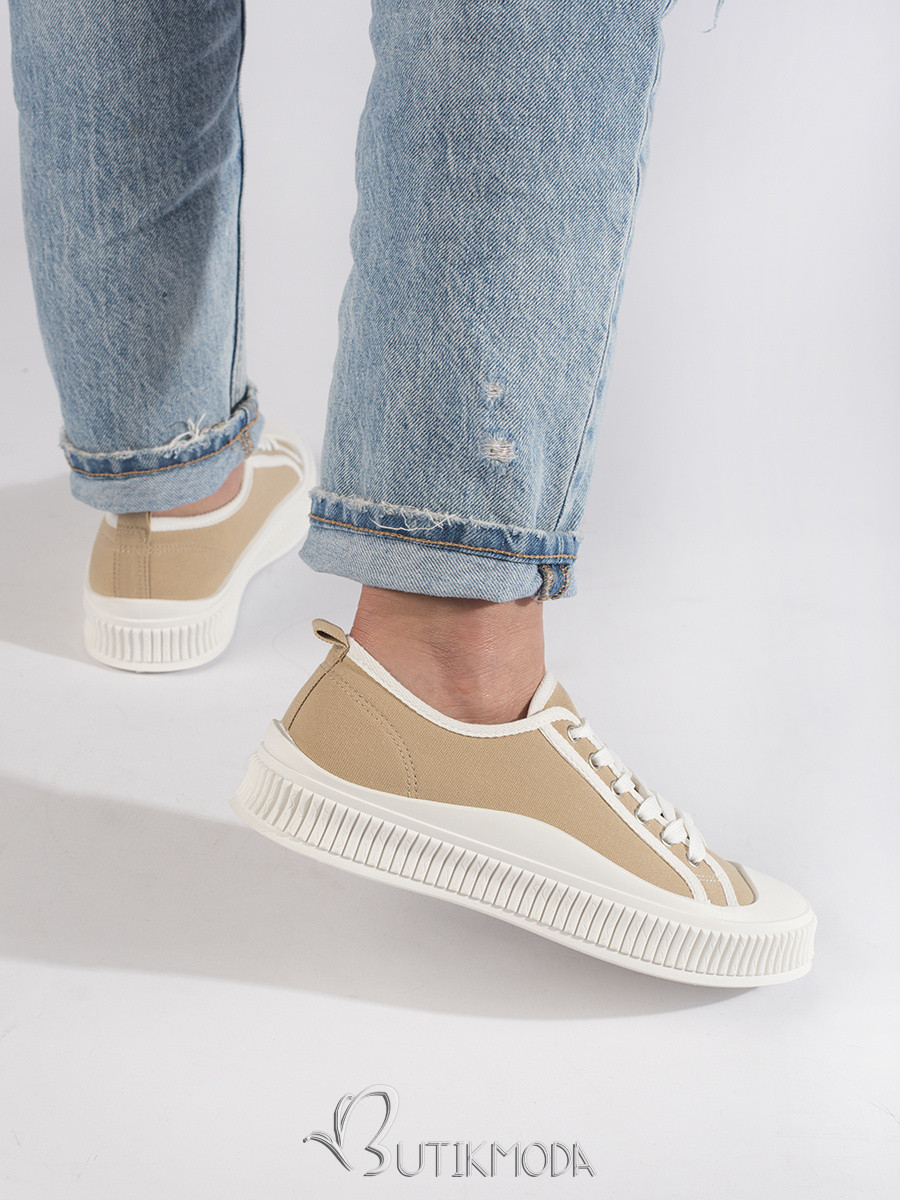 Beige Women's Platform Sneakers