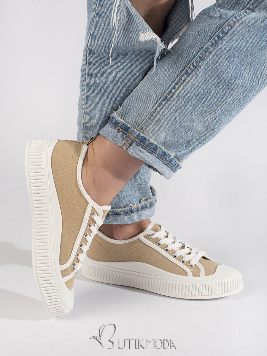 Beige Women's Platform Sneakers