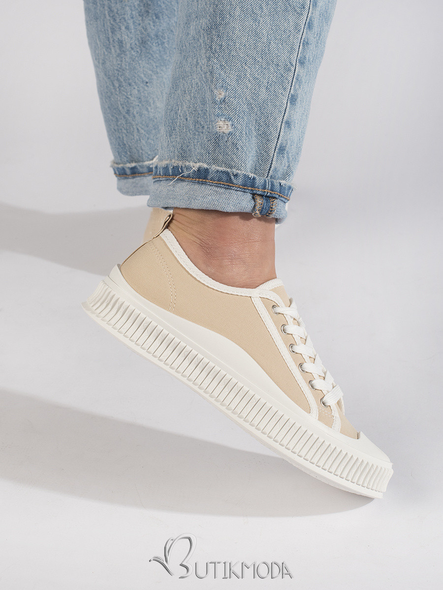 Beige Women's Platform Sneakers