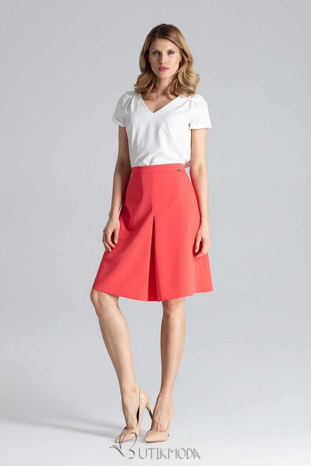 Pink Midi Skirt in A-Line Cut