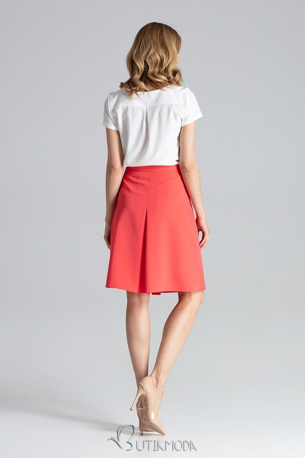 Pink Midi Skirt in A-Line Cut