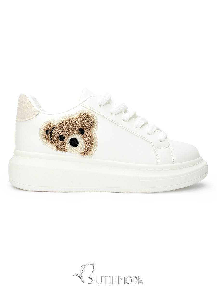 White Women's Sporty Sneakers with Plush