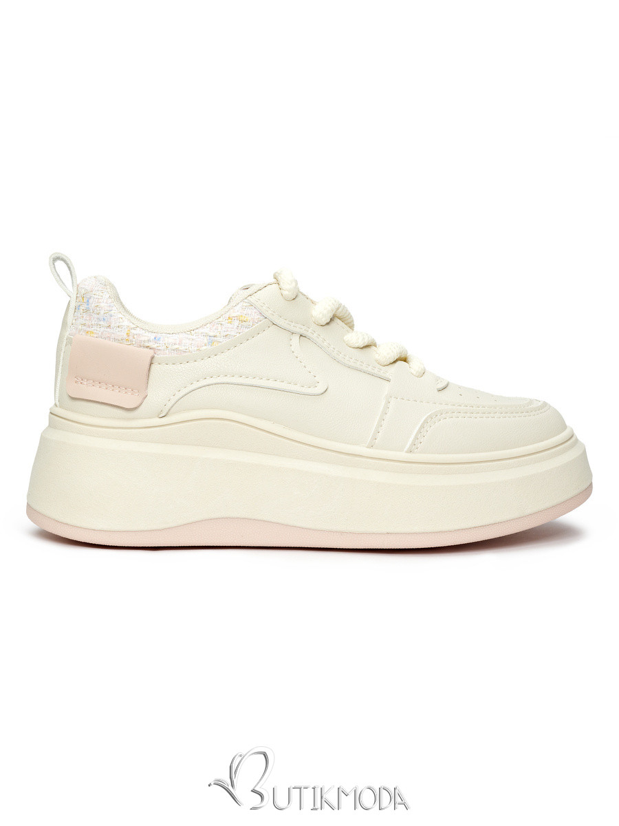 Women's Beige Sneakers with Thick Sole