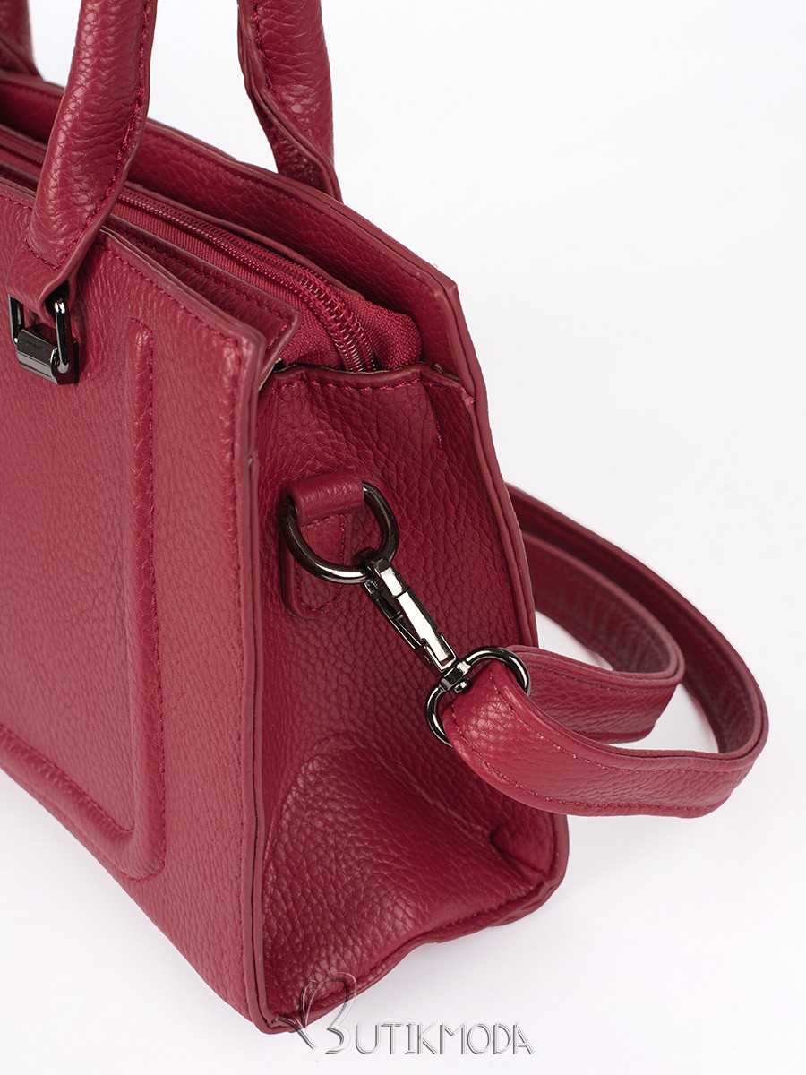 Red Classic Women's Handbag with Detachable Strap