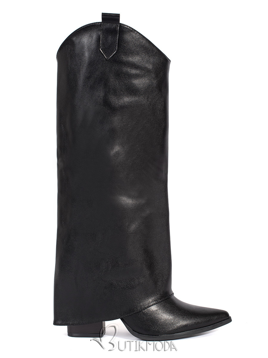 Black Women's Cowboy Style Heeled Boots