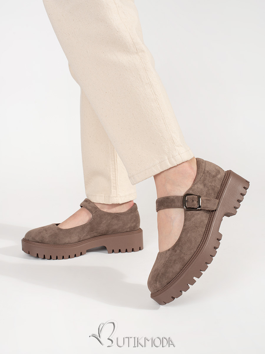 Beige Platform Shoes Made of Eco-Friendly Suede