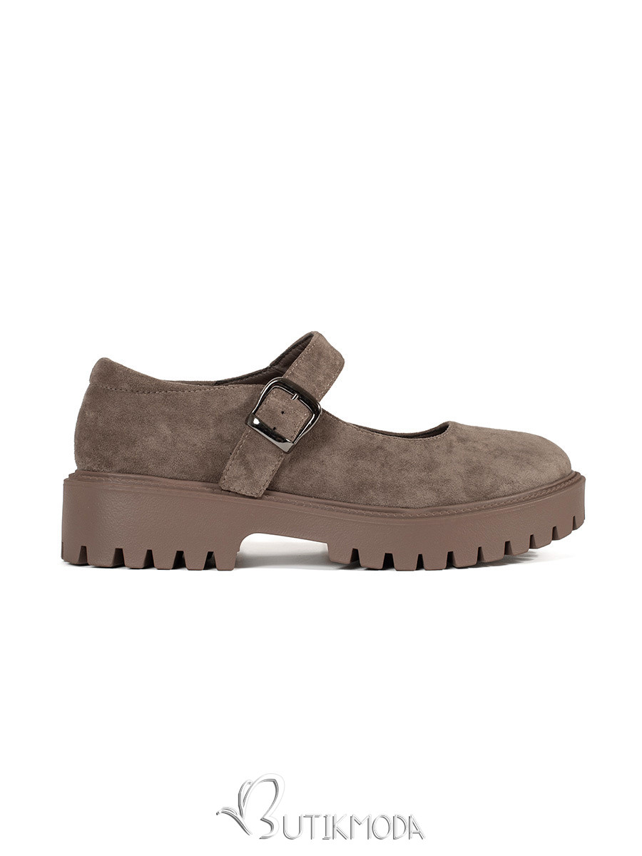 Beige Platform Shoes Made of Eco-Friendly Suede