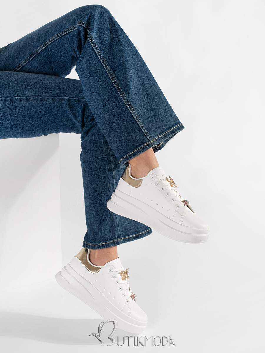 White Platform Sneakers with Accessories