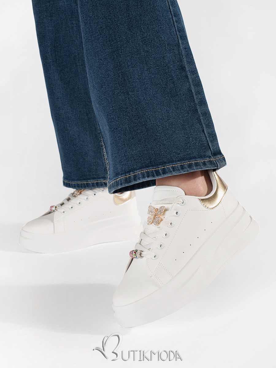 White Platform Sneakers with Accessories