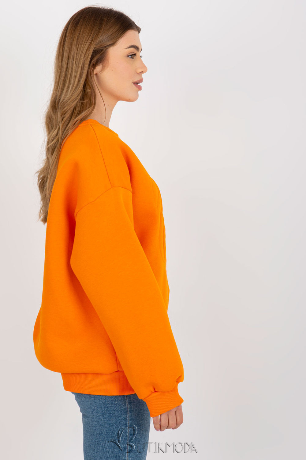 Orange Women's Sweatshirt with Embroidery