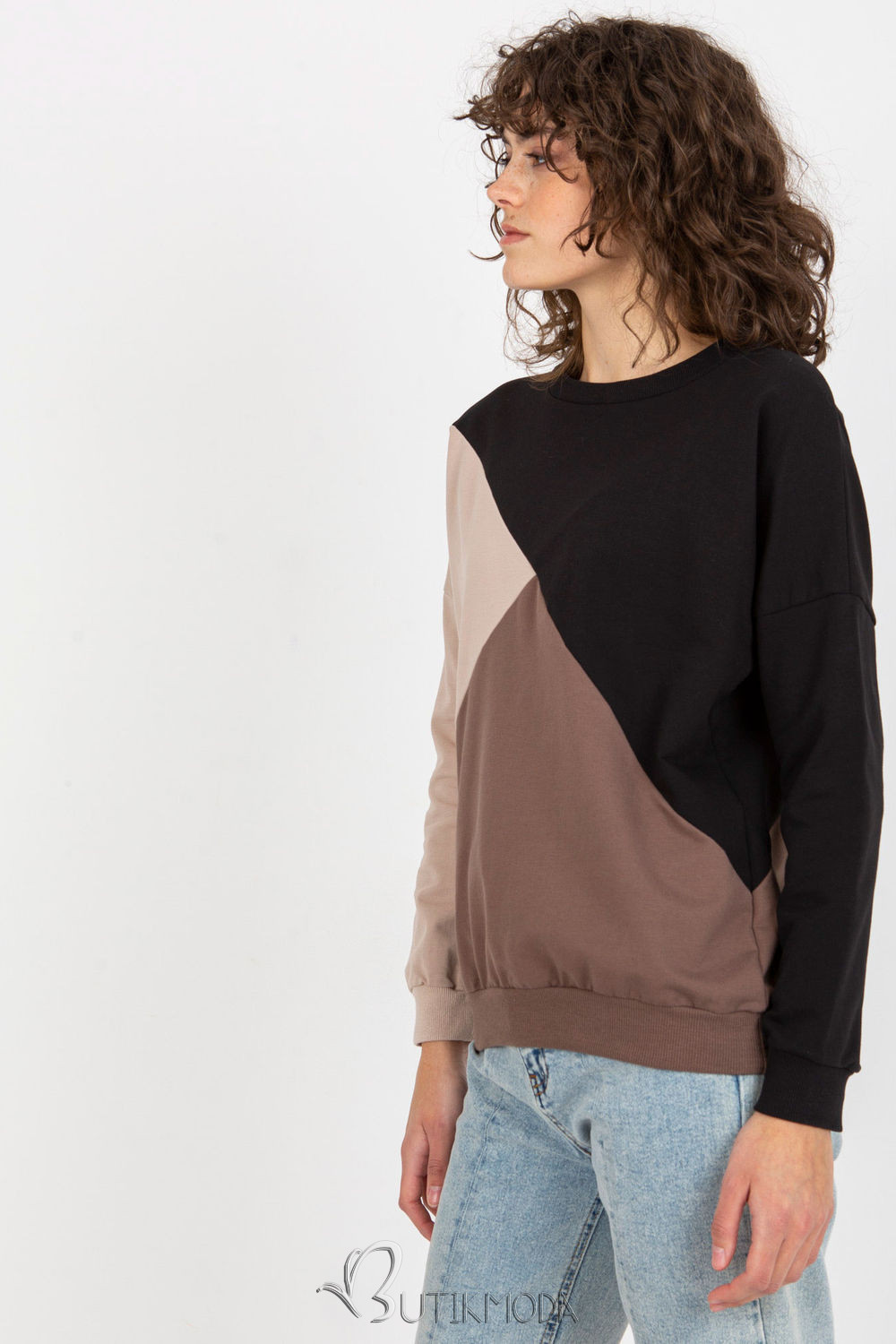 Black Women's Sweatshirt with Modern Cut