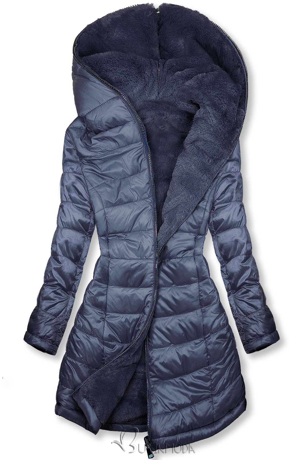 Reversible hooded jacket with fleece inner site marine blue