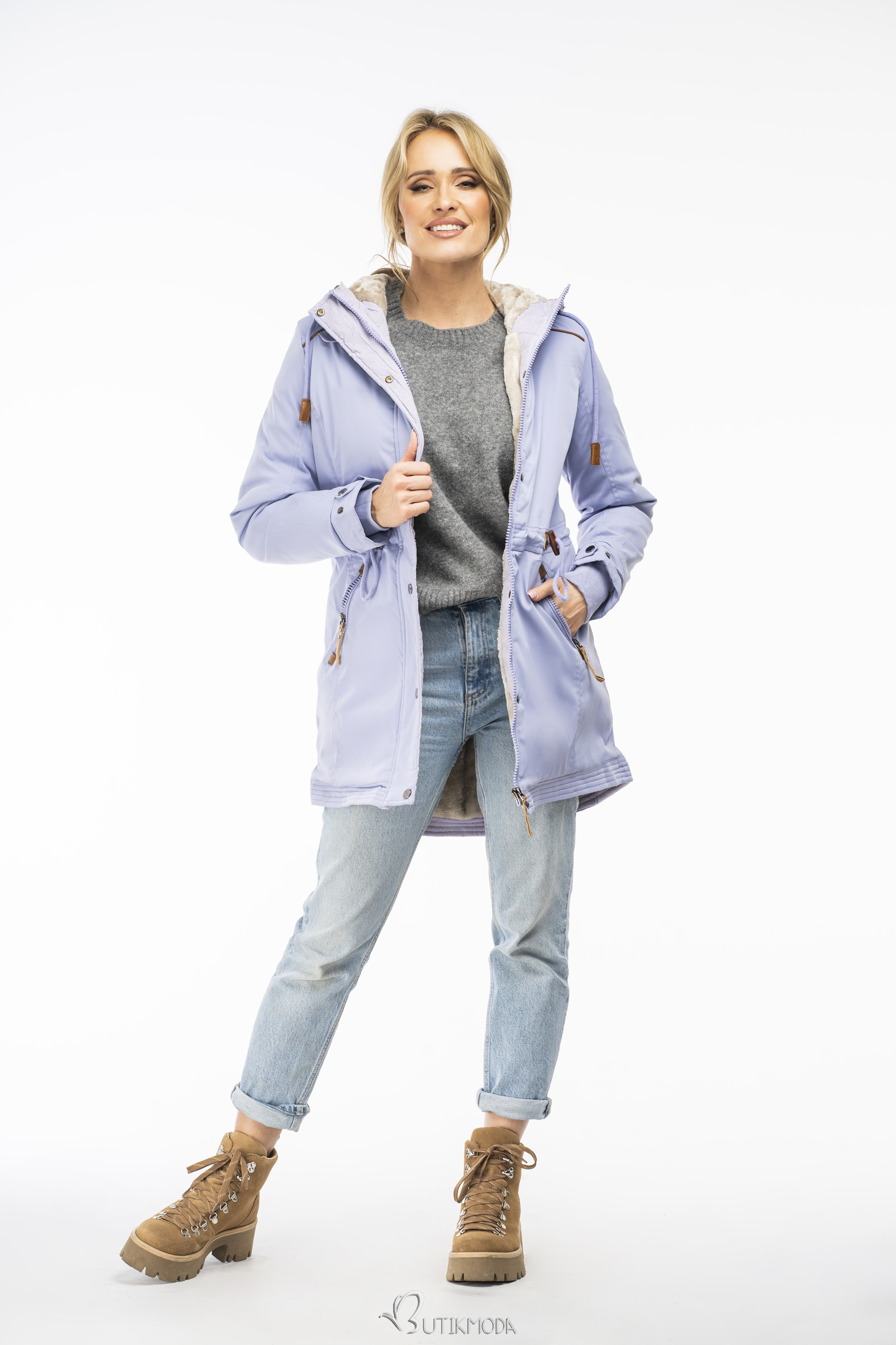 Autumn/Winter parka jacket in light violett