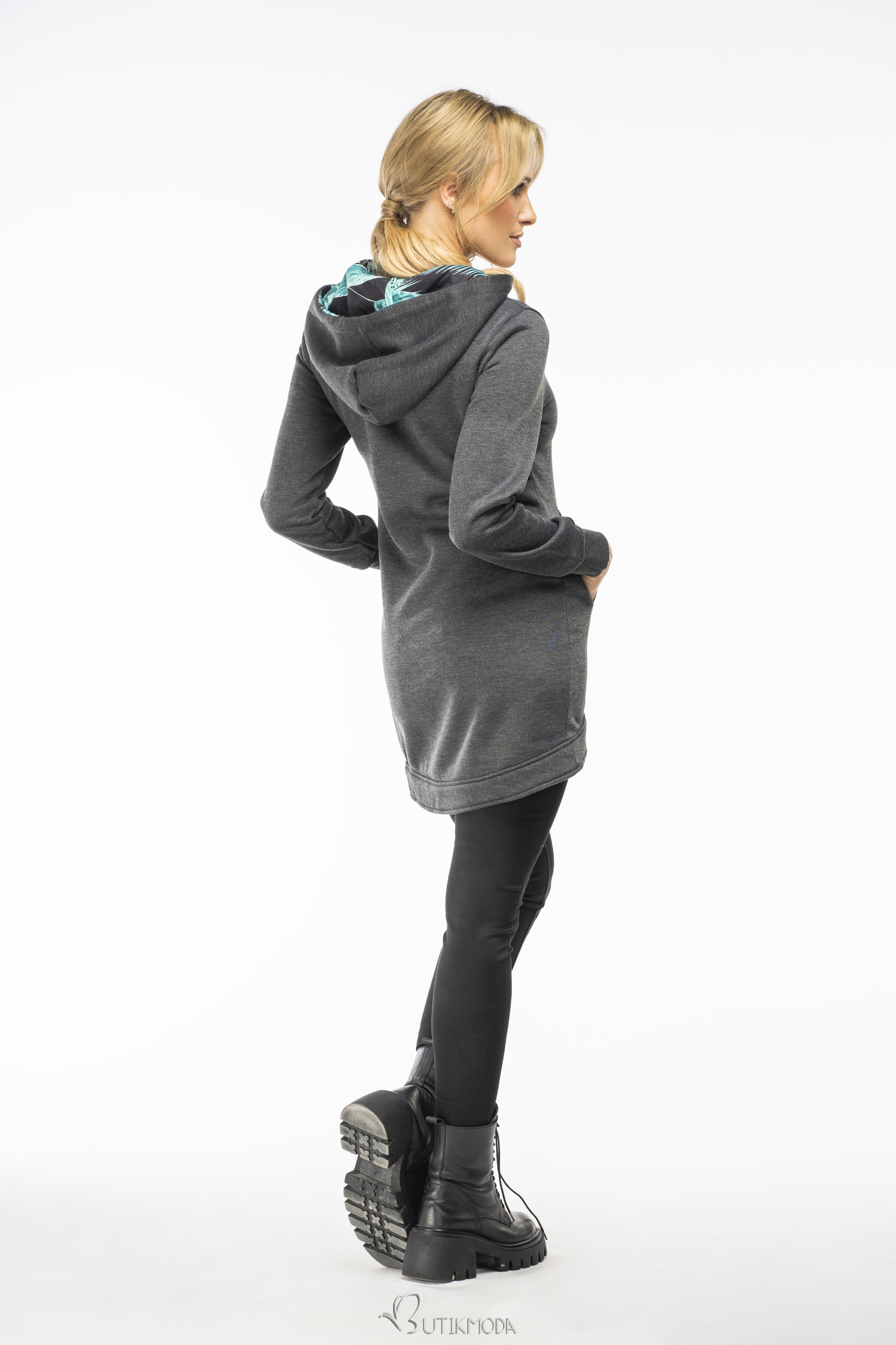 Graphite asymmetric hoodie