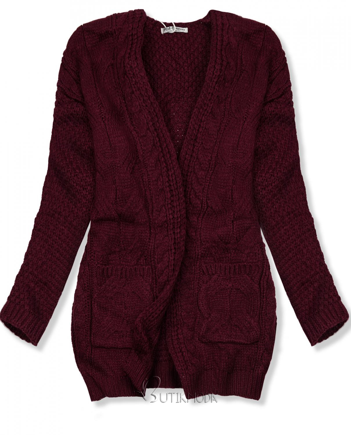 Burgundy short outlet cardigan