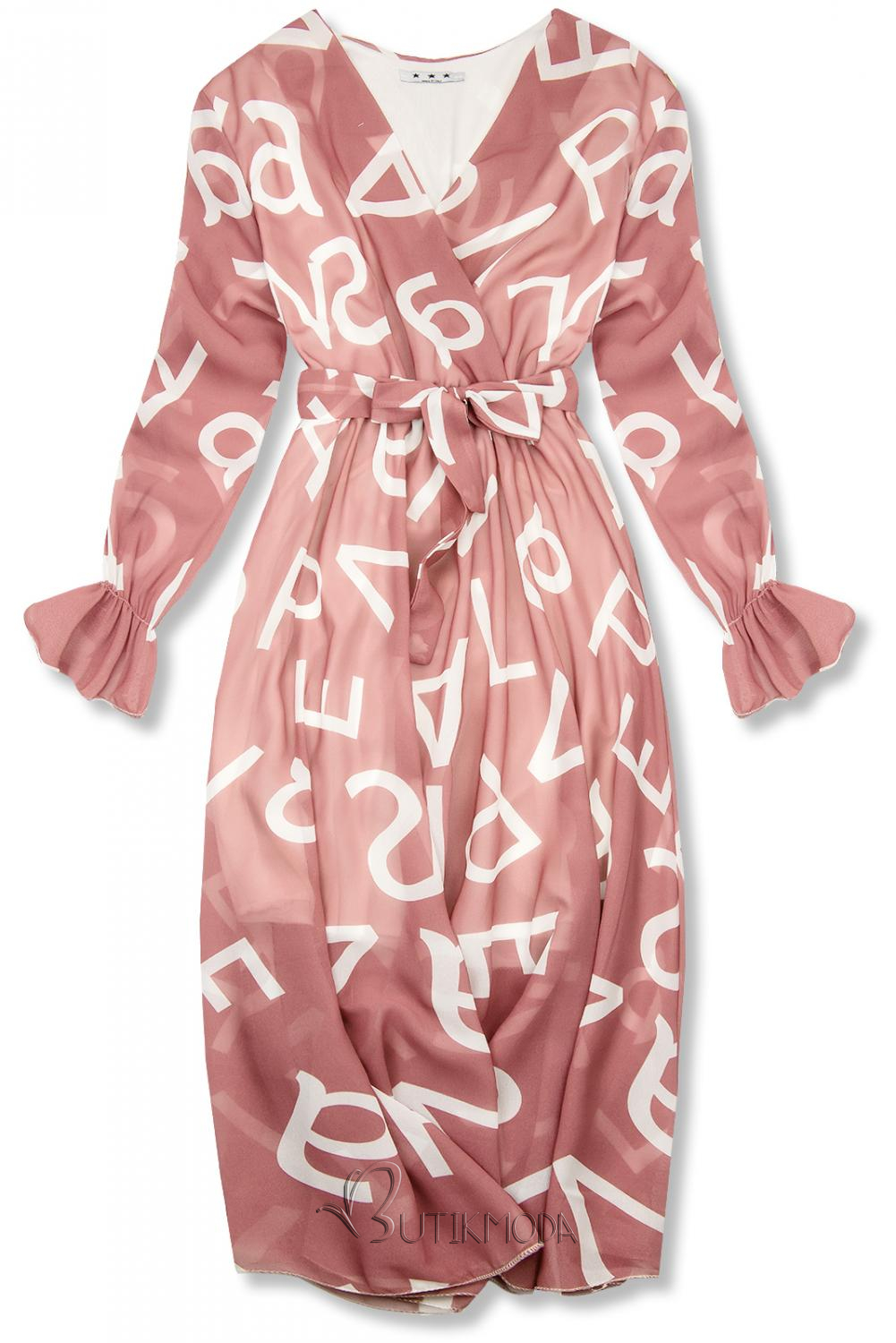Light pink midi dress with alphabet pattern