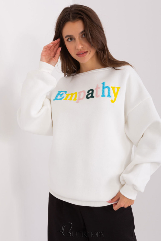 White Women's Sweatshirt with "Empathy" Print