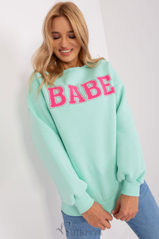 Soft Mint Sweatshirt with "BABE" Print