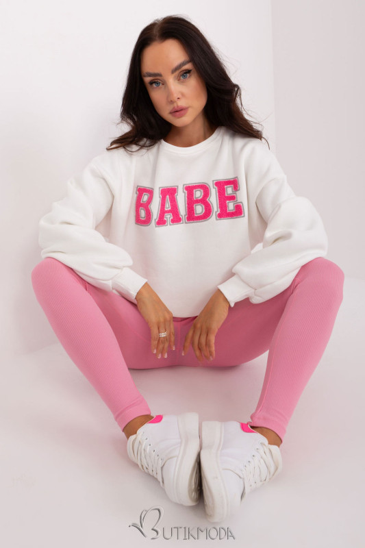 Beige Women's Sweatshirt with "BABE" Print