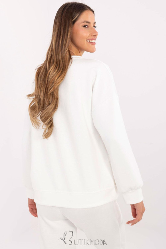 White Women's Sweatshirt with Decorative Heart