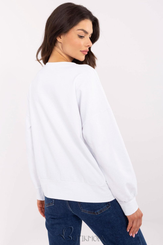 White Women's Sweatshirt with CHÉRIE Print