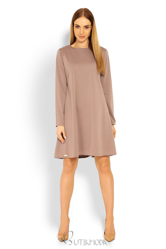 Beige Loose Dress with Long Sleeves