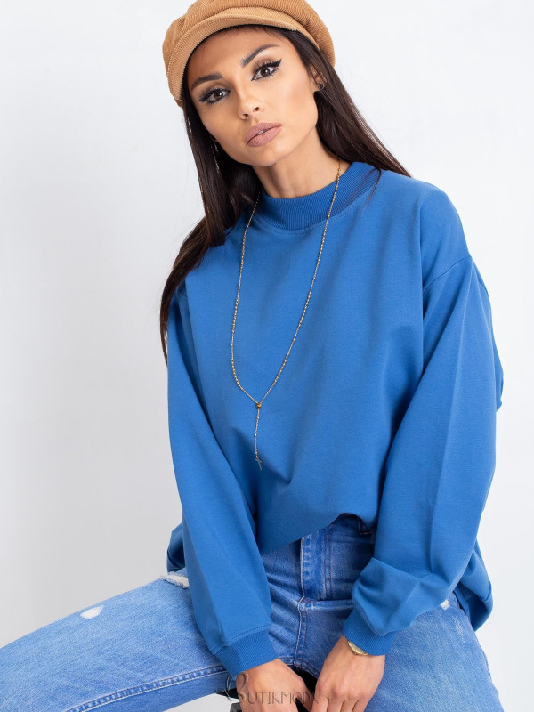 Blue Cotton Basic Sweatshirt