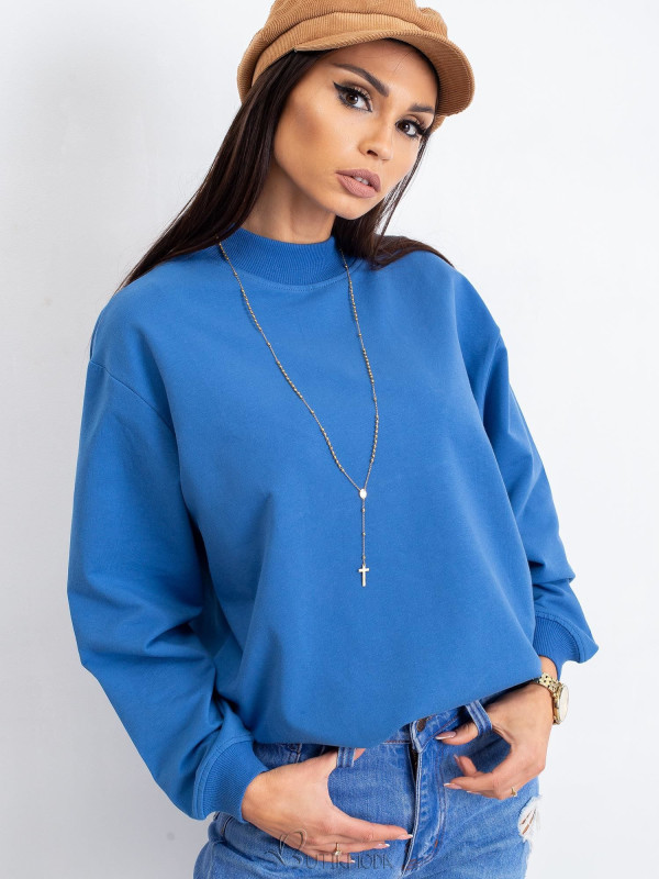 Blue Cotton Basic Sweatshirt