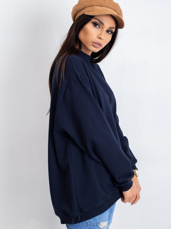 Navy Blue Cotton Basic Sweatshirt