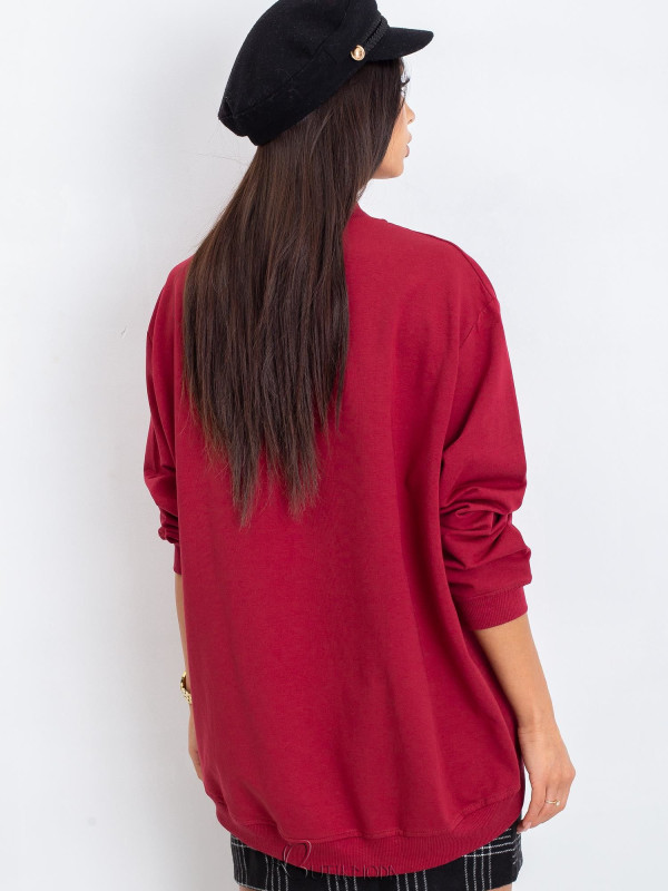 Bordeaux Cotton Basic Sweatshirt