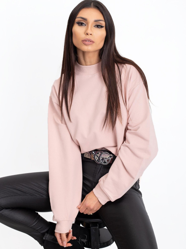 Pink Cotton Basic Sweatshirt