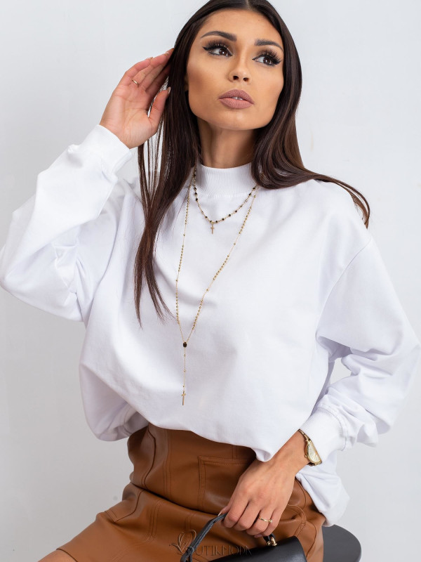 White Cotton Basic Sweatshirt