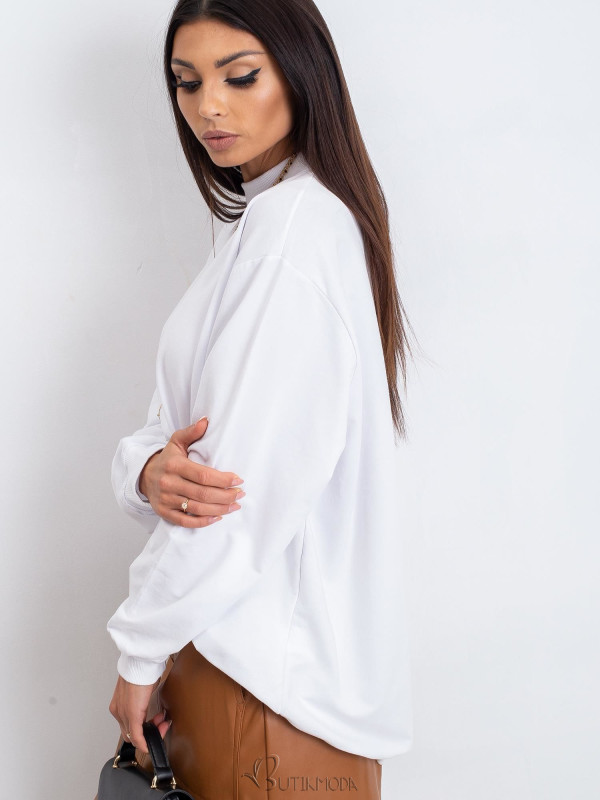 White Cotton Basic Sweatshirt